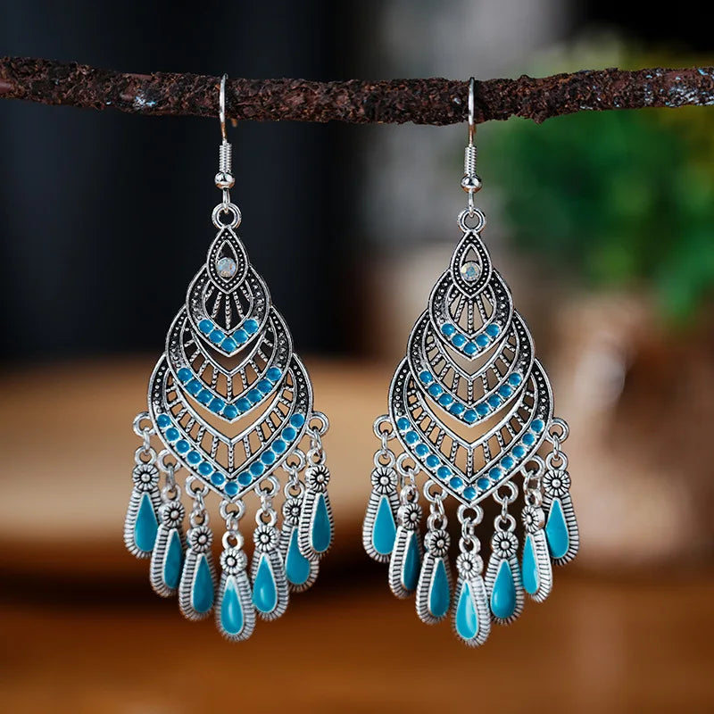 Bohemian Crystal Drop Earrings – Multicolor Rhinestone Dangles