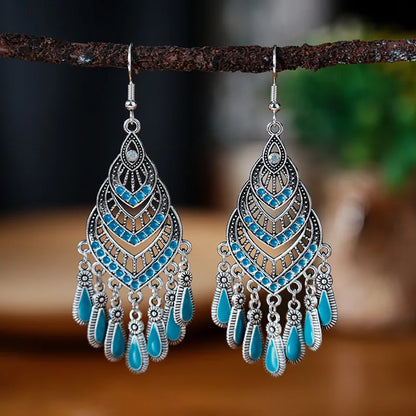 Bohemian Crystal Drop Earrings – Multicolor Rhinestone Dangles