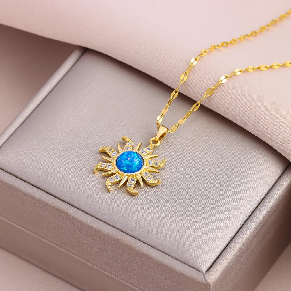 Sun Pendant Necklace - Gold Plated SS