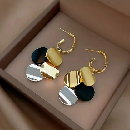 Metal Disc Drop Earrings