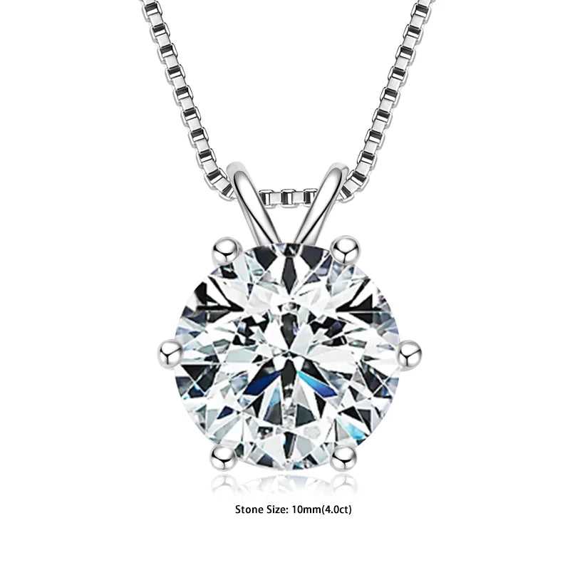 Moissanite Pendant Necklace – 0.5-5ct Sterling Silver