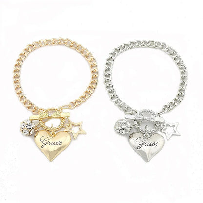 Gold & Silver Heart Charm Bracelet for Women