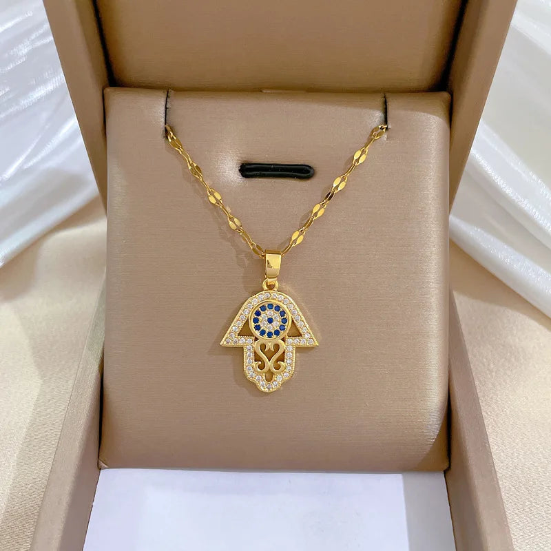 Blue Eye Necklace – Charm Gold Chain