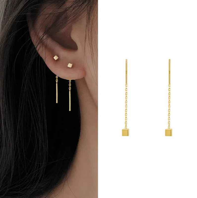 Multicolor Geometric Drop Earrings – Crystal & Copper