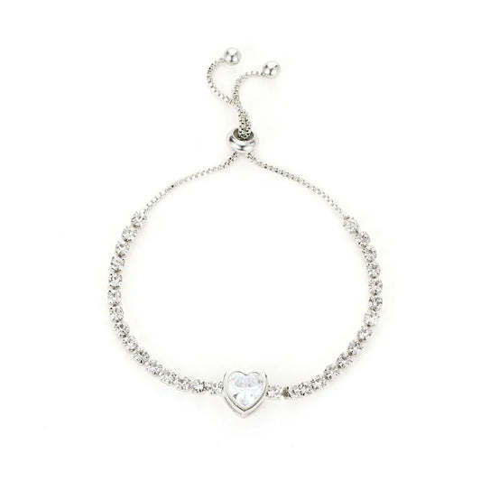 Adjustable Gold Plated Stainless Steel Bracelet, Square Zircon Charm