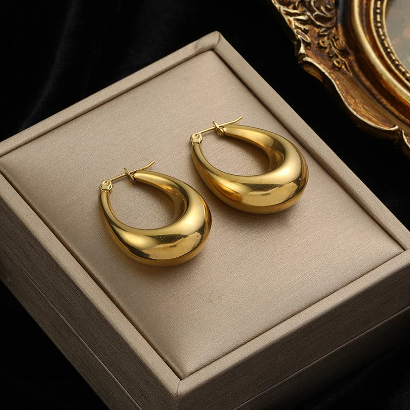 Vintage Multi-Shaped Gold Twist Hoop Earrings