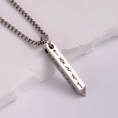 Viking Rune Necklace - Bar & Ring Pendant