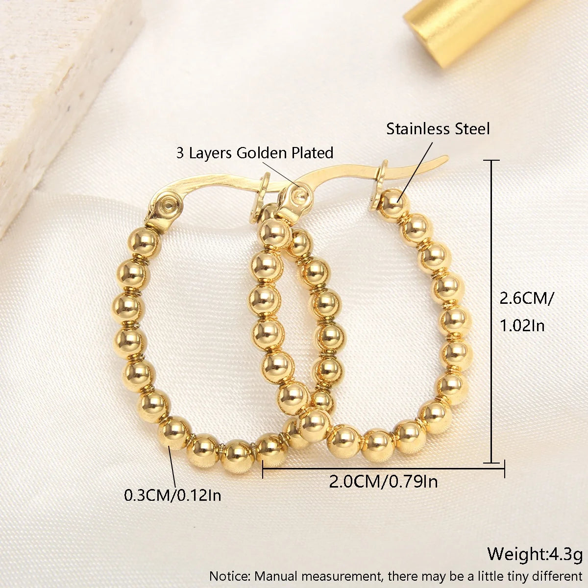 Gold Beaded Hoop Earrings
