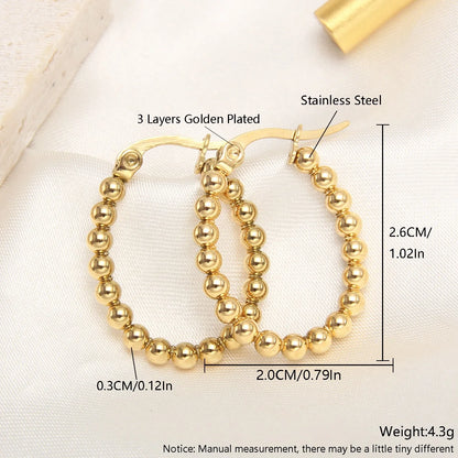 Gold Beaded Hoop Earrings