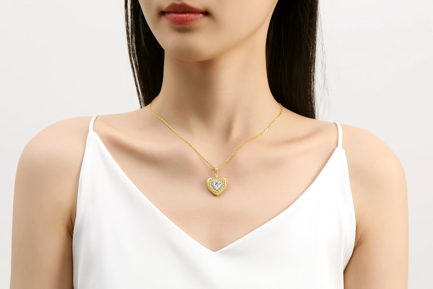 Moissanite Heart Pendant Necklace