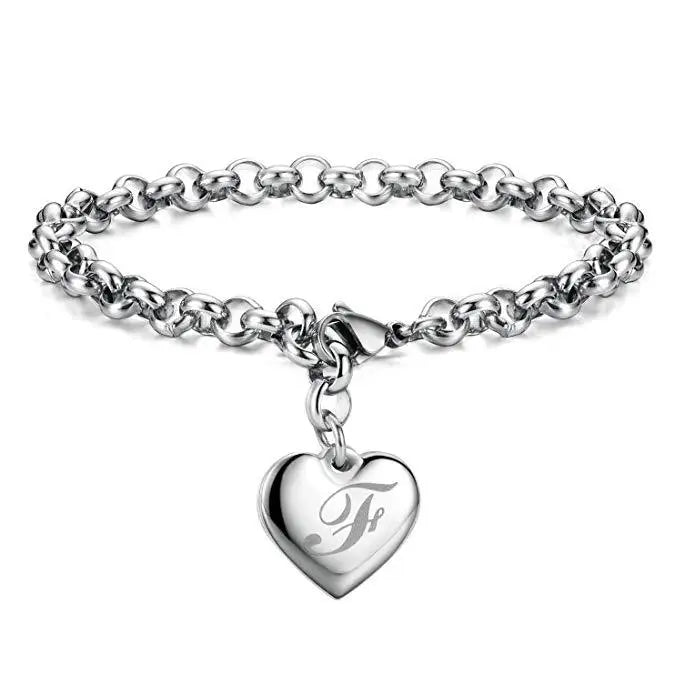 925 Sterling Silver Letter Charm Bracelet
