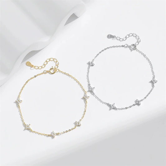 Crystal Flower Stainless Steel Bracelet, Korean Style