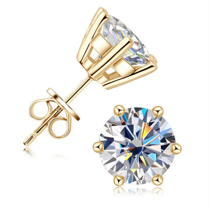 Geometric 2CT Moissanite Stud Earrings – Gold/Silver Plated