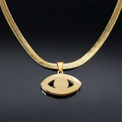 Vintage Eye Necklace – Crystal Eye Pendant with Snake Chain