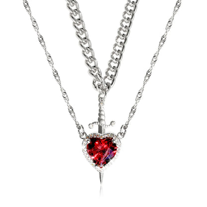 Heart & Sword Pendant Choker Necklace