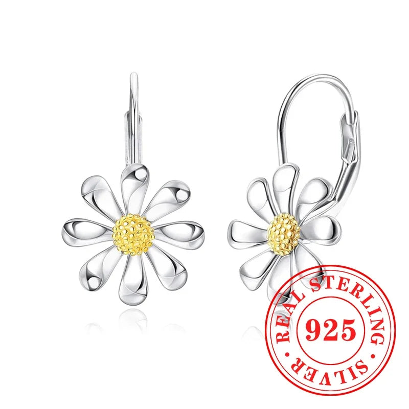 Floral Sterling Silver Hoop Earrings