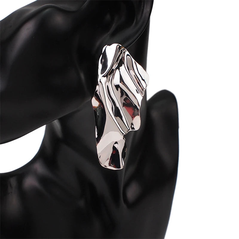 Eccentric Geometric Metal Dangle Earrings