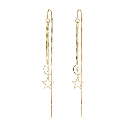 Crescent Moon & Star Tassel Drop EarringsCrescent Moon & Star Tassel Drop Earrings