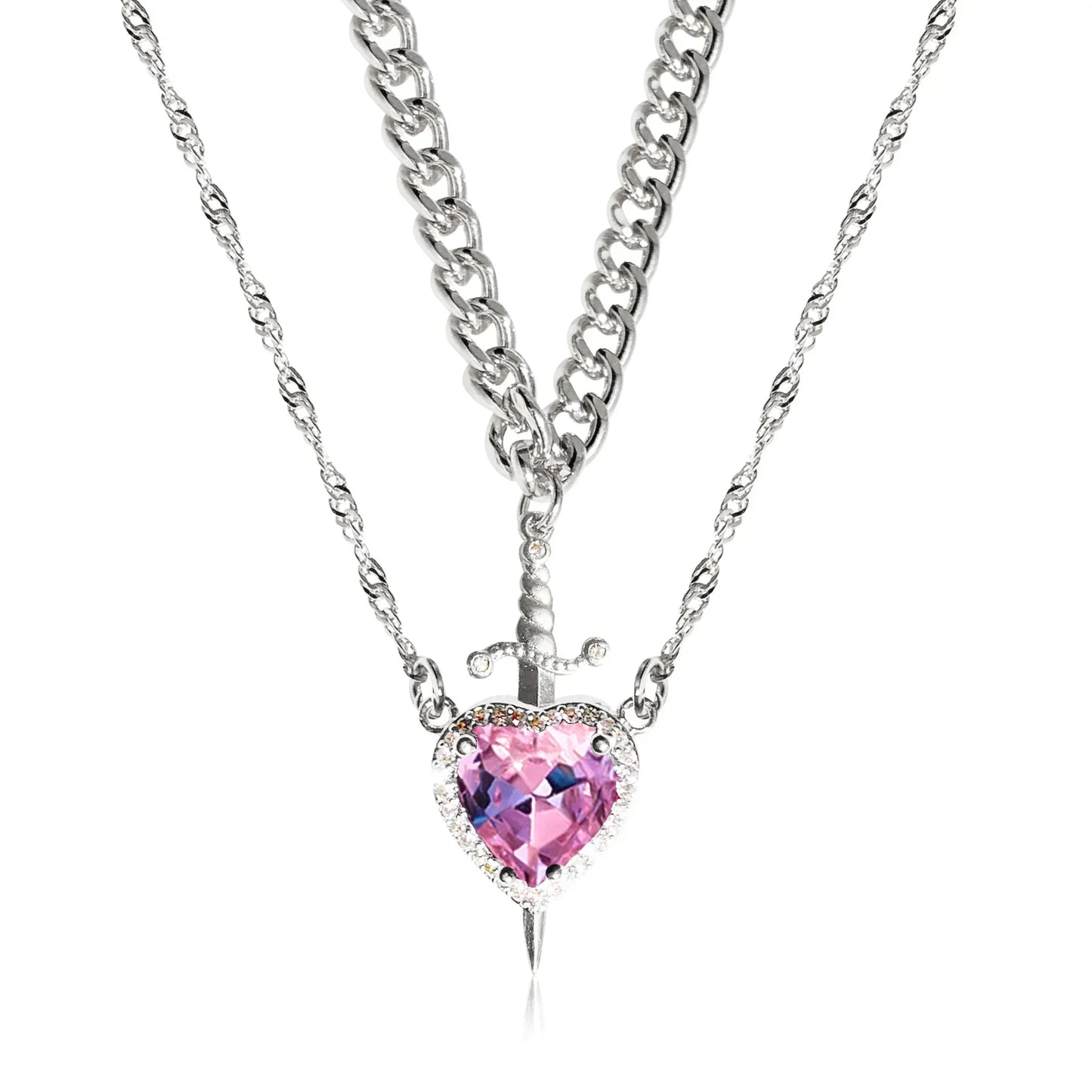 Heart & Sword Pendant Choker Necklace