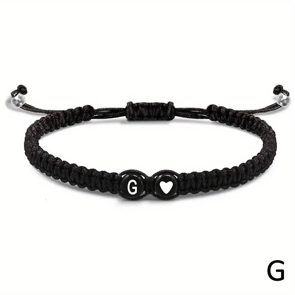 26 Letters Initial Heart Braided Bracelet