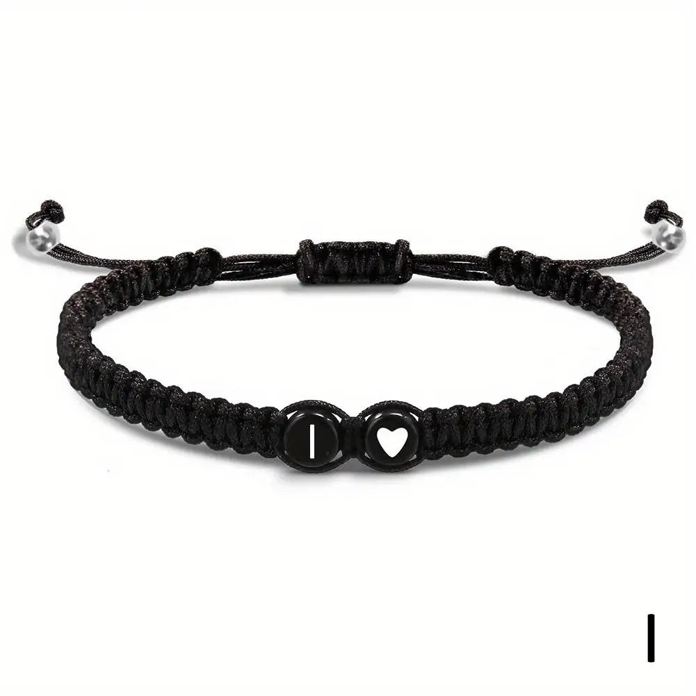 26 Letters Initial Heart Braided Bracelet
