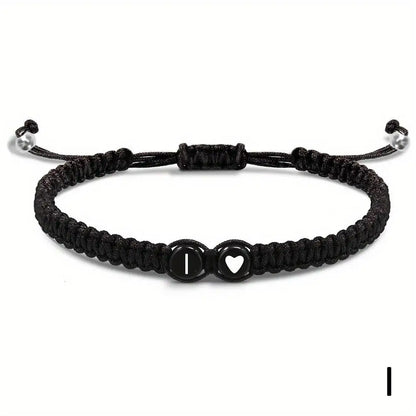 26 Letters Initial Heart Braided Bracelet