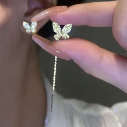 Golden Butterfly Drop Earrings