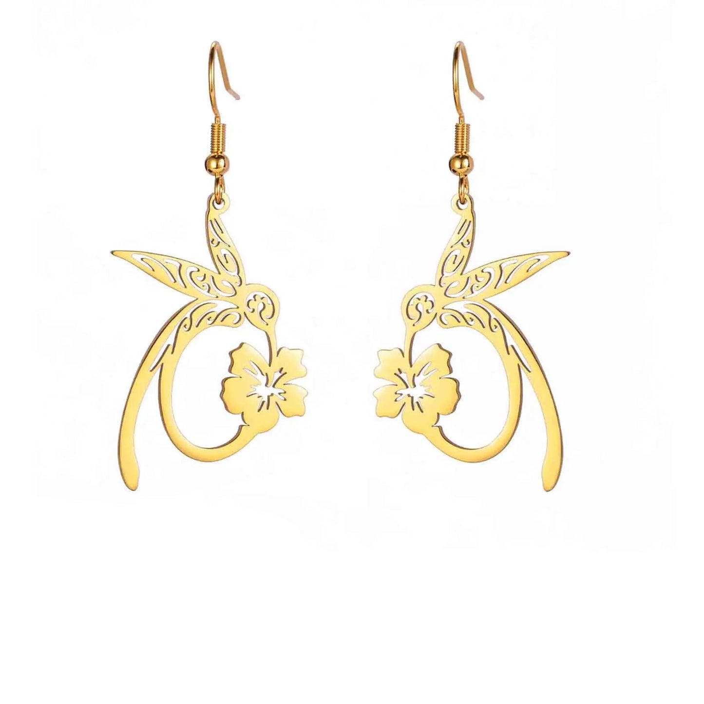 Hummingbird Jewelry Set – Gold/Silver Earrings & Necklace