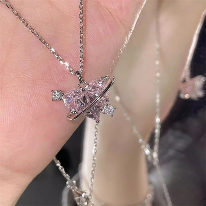 Cosmic Heart Ring Pendant Necklace