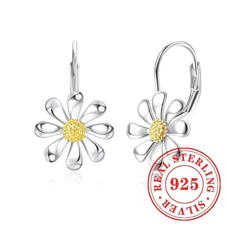 Floral Sterling Silver Hoop Earrings