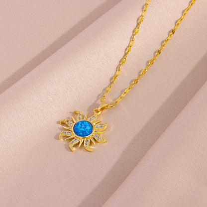 Sun Pendant Necklace - Gold Plated SS