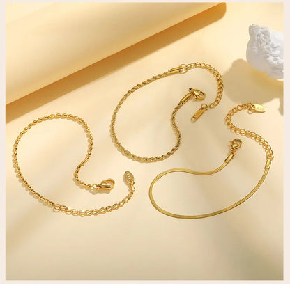 Thin Link Stainless Steel 18K Gold Plated Bracelet