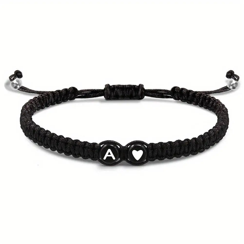 26 Letters Initial Heart Braided Bracelet