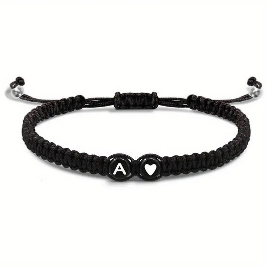 26 Letters Initial Heart Braided Bracelet