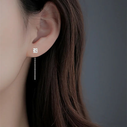Elegant Silver Chain Drop Earrings – Heart/Flower/Star/Circle Charms