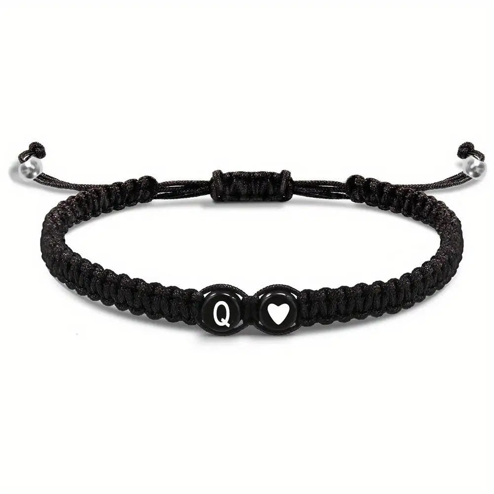 26 Letters Initial Heart Braided Bracelet