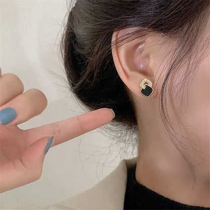 Shiny Rhinestone Frame Zircon Stud Earrings
