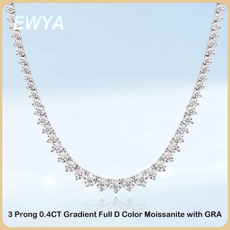 4-Prong Moissanite Tennis Necklace – 925 Sterling Silver