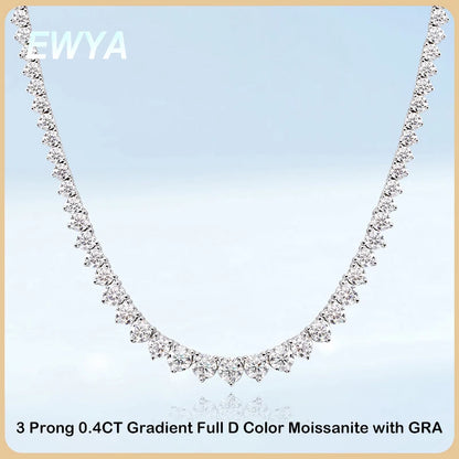 4-Prong Moissanite Tennis Necklace – 925 Sterling Silver