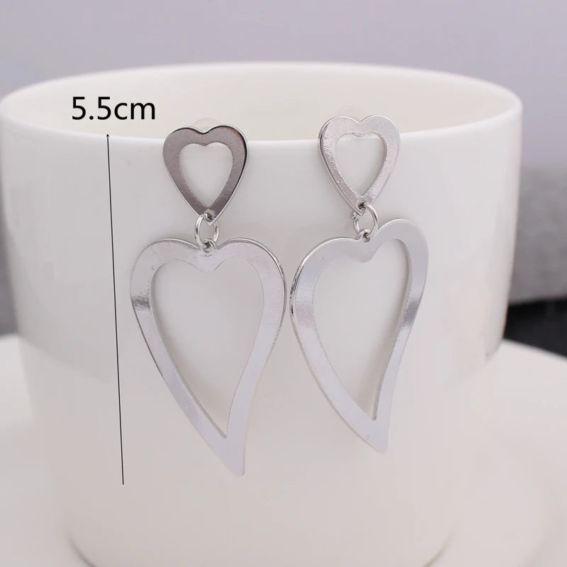Eccentric Multi-Shaped Metal Dangle Earrings