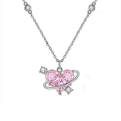 Cosmic Heart Ring Pendant Necklace