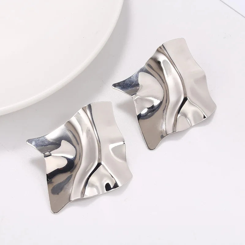 Eccentric Multi-Shaped Metal Dangle Earrings
