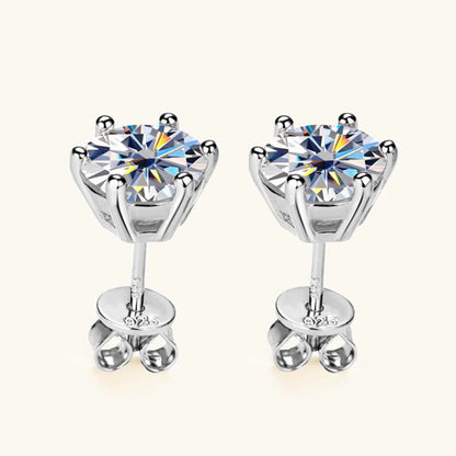 Geometric 2CT Moissanite Stud Earrings – Gold/Silver Plated