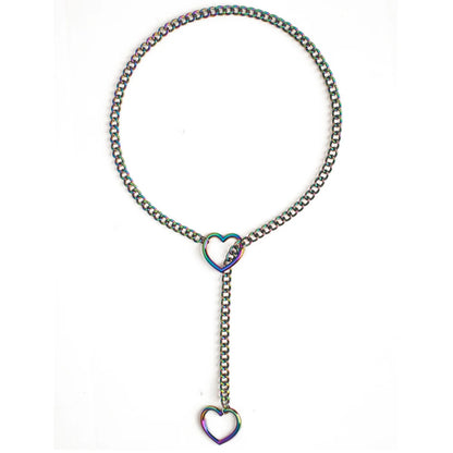 Gothic Heart Slip Chain Necklace - Adjustable Lariat (Y-Necklace/Choker)