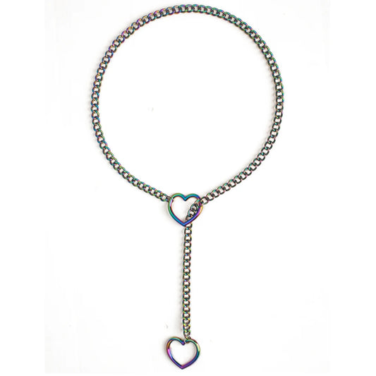 Gothic Heart Slip Chain Necklace - Adjustable Lariat (Y-Necklace/Choker)