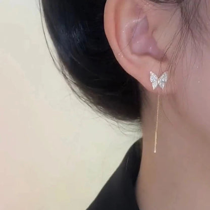 Golden Butterfly Drop Earrings
