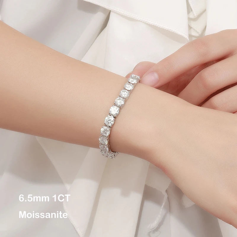 D-VVS1 Moissanite Tennis Bracelet – 925 Sterling Silver