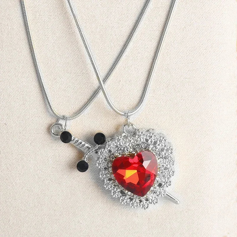 Heart & Sword Pendant Choker Necklace