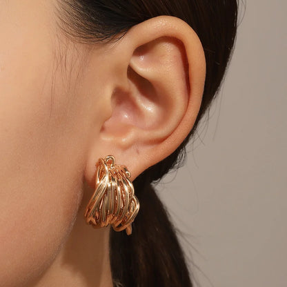 Retro Twist C-Hoop Earrings