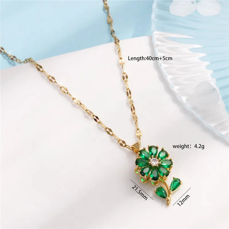 Rotating Sunflower Pendant Necklace